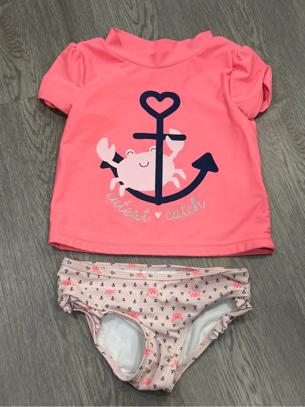 Simple Joys By Carter's Toddler Girl's 2-Piece Rashguard Set Pink/Navy 5T